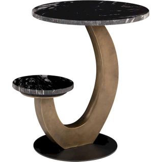 Table Dappoint Noire Avec Plateau En Marbre Et Base Laiton