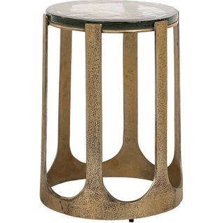 Table Dappoint Élégante Finition Laiton Et Plateau En Verre