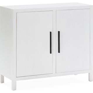 Buffet Bois De Cèdre Blanc Design Épuré Poignées Noires