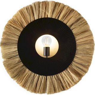 Applique Murale Métal Et Herbe De Mer Naturel Noir Mat