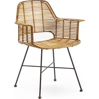 Fauteuil En Osier Naturel Et Métal Noir Esprit Bohème Chic