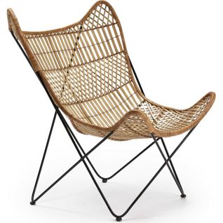 Fauteuil Osier Naturel Et Métal Noir Design Élégant