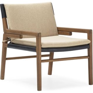 Fauteuil Teck Cuir Tissu Design Naturel Et Confort Camel Noir