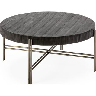 Table à Café Bois Métal Noir Nickel Design Contemporain Salon