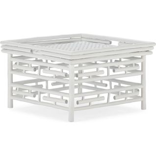 Table à Café Blanc En Bambou Et Rotin Style Salon Contemporain