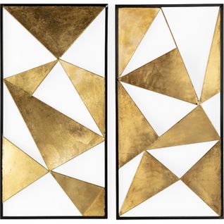 Sculpture Murale Métal Doré Et Noir Design Géométrique Contemporain