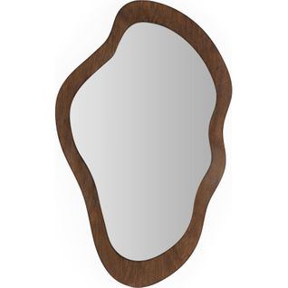Miroir Mural Bois Marron Foncé Forme Organique Élégante