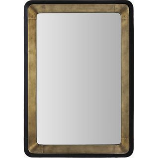 Miroir Mural Doré Et Noir Métal Bois Design Élégant Salon