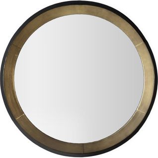 Miroir Rond Métal Et Bois Doré Noir Design Contemporain