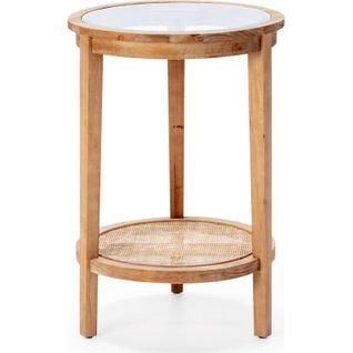 Table D'appoint En Pin Osier Et Verre Naturel Élégance Intemporelle