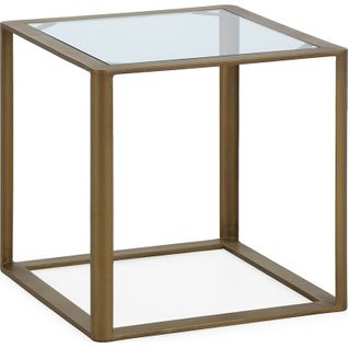 Table D'appoint Verre Trempé Et Métal Doré Antique Design Élégant