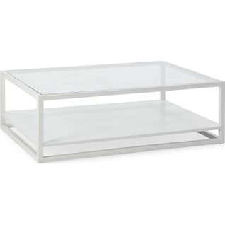 Table Basse Verre Et Bois De Cèdre Blanc Design Contemporain