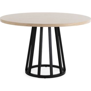 Table De Salle à Manger Bois Mindi Naturel Et Piètement Métal Noir