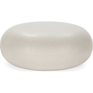 Table Basse Ronde Effet Ciment Blanc Style Contemporain Épuré