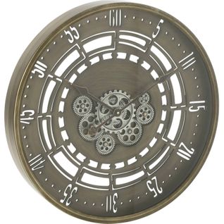 Horloge Ronde Métal Cuivre Engrenage Style Antique Élégance
