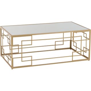Table De Salon Dorée Lignes Métal Et Verre Design Élégant