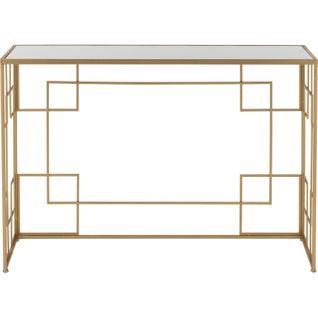 Console Dorée En Métal Et Verre Design Lignes Épurées