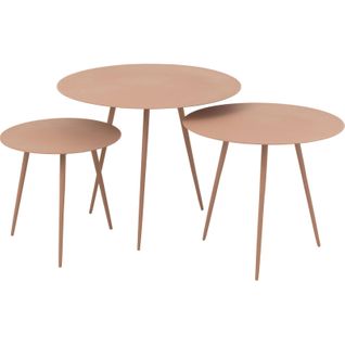 Table Gigogne Acier Rose Poudré Design Pour Salon Moderne