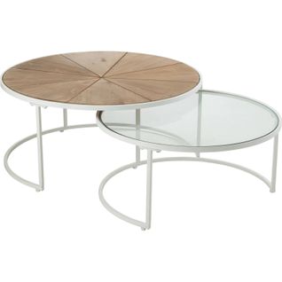 Table Basse Métal Bois Blanc Naturel Design Relax Élégant