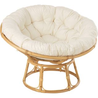 Fauteuil Rotin Naturel Avec Coussin Douillet Assise Ronde