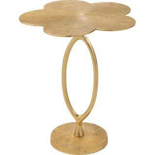 Table D'appoint Dorée En Métal Design Floral Élégant
