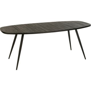 Table à Manger Ovale En Teck Recyclé Noir Style Contemporain