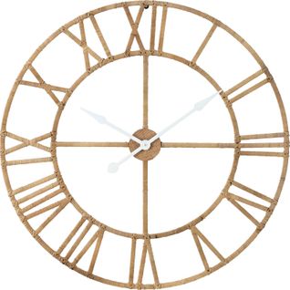 Horloge Murale Style Roman En Rotin Naturel Et Métal Raffiné