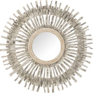 Miroir Soleil Rond En Bois Blanc Lavé Style Bohème Chic