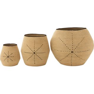 Panier Rangement Étoile En Jonc Naturel Et Noir Style Bohème