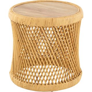 Table D'appoint Cylindre En Rotin Naturel Esprit Bohème