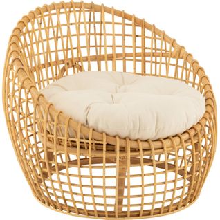 Fauteuil Rotin Naturel Avec Coussin Blanc Confort Absolu