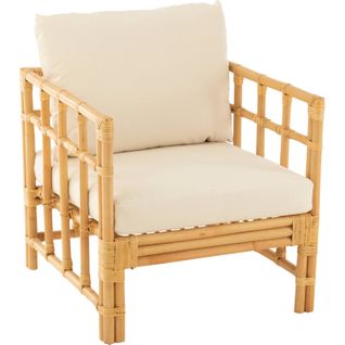 Fauteuil Rotin Naturel Coussin Blanc Confort Élégant