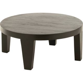 Table Basse Ronde En Bois De Manguier Finition Noir Mat