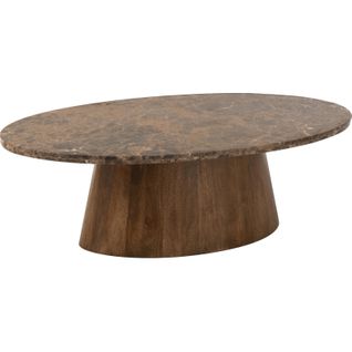 Table Basse Ovale En Marbre Et Bois De Manguier Marron