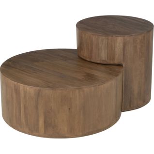Table Basse Ronde En Bois De Manguier Marron Design Contemporain