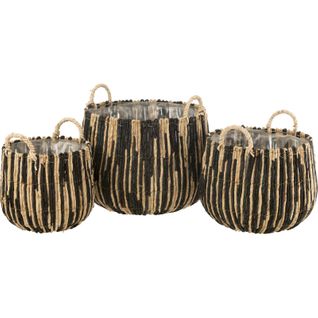 Panier De Rangement Tressé En Rotin Et Bambou Noir Naturel