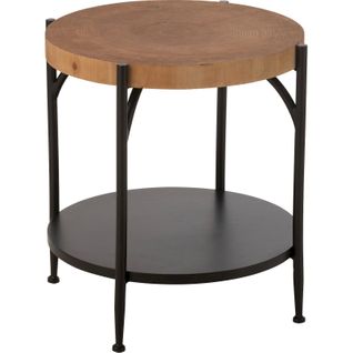 Table D'appoint Design Bois Naturel Et Métal Noir Élégante