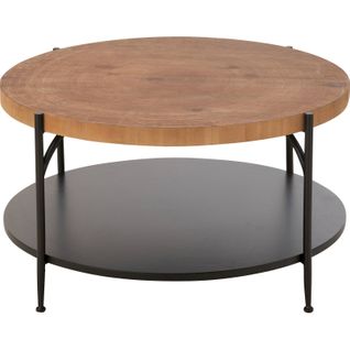 Table Basse Bois Naturel Et Métal Noir Style Contemporain