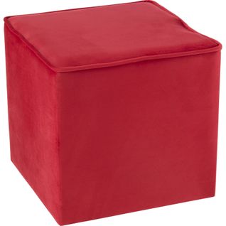 Pouf Cube Velours Framboise Assise Élégante Rose Déco Salon