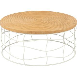 Table Basse Design Fer Et Bois Naturel Blanc Épuré