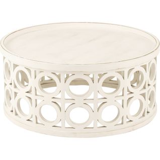 Table Basse Sculptée Blanche En Bois Esprit Contemporain