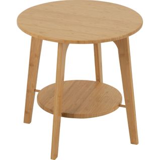 Table D'appoint Ronde En Bambou Naturel Style Épuré