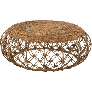 Table Basse Soucoupe En Fer Et Feuille De Bananier Naturel