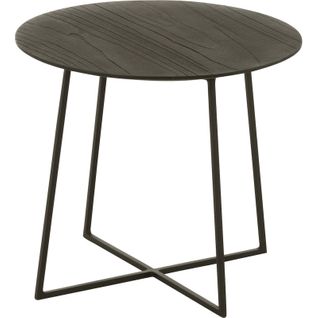 Table Basse Ronde Teck Et Métal Noir Design Contemporain