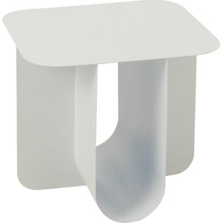Table D Appoint Carrée Design Métal Blanc Élégant Salon Moderne