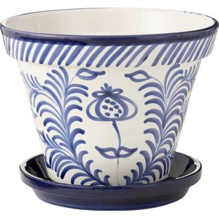 Cache-pot Céramique Peint Main Bleu Cobalt Style Andalou
