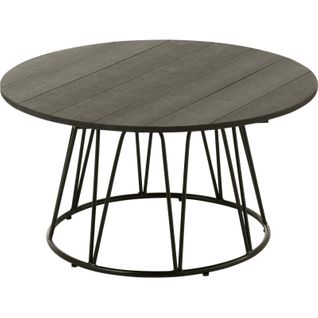 Table Basse Ronde Noire Élégante En Fer Et Polyéthylène