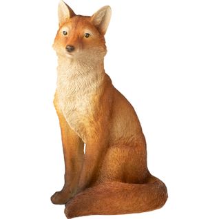 Figurine Renard Assis Orange Effet Poudre De Chaux Réaliste