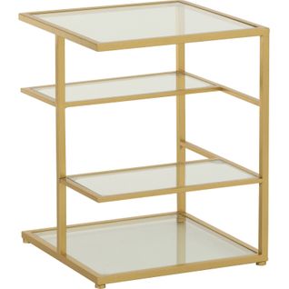 Table D'appoint Dorée En Métal Et Verre Design Élégant