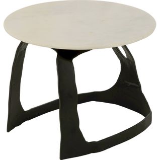 Table D Appoint Design En Aluminium Noir Et Pierre Blanche